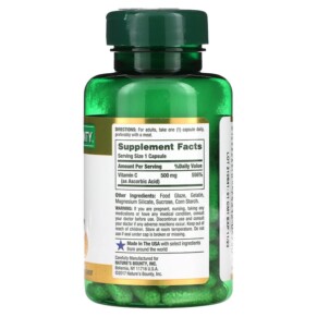Thành phần vi chất của Nature's Bounty Time Released Vitamin C 500 mg 100 Capsules 074312047503