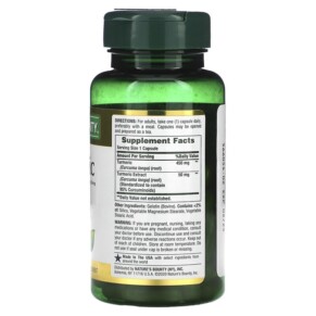 Thành phần vi chất của Nature's Bounty Turmeric 450 mg 60 Capsules 074312154171