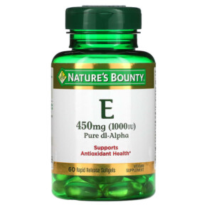 Thực phẩm chức năng Nature's Bounty Vitamin E Pure Dl-Alpha 450 mg (1.000 IU) 60 Rapid Release Softgels 074312017995