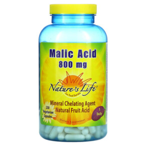 Thực phẩm chức năng Nature's Life Malic Acid 800 mg 250 Vegetarian Capsules 040647005716