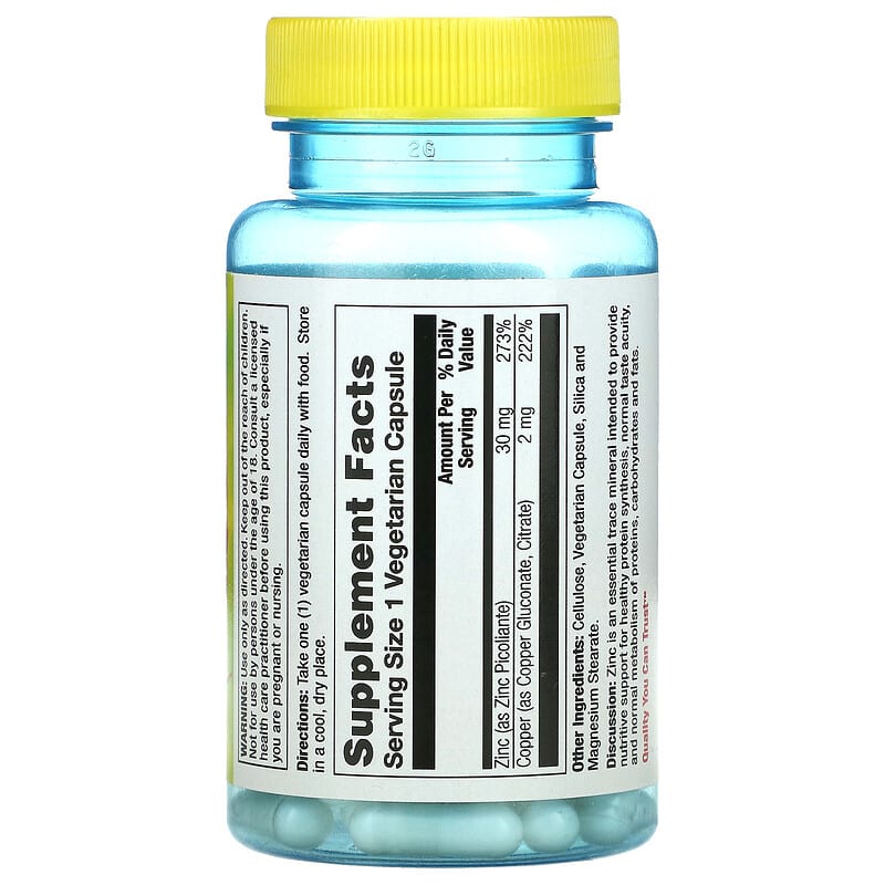 Nature's Life Zinc 30 mg 50 Vegetarian Capsules 2 Thành phần vi chất của Nature's Life Zinc 30 mg 50 Vegetarian Capsules 040647004344