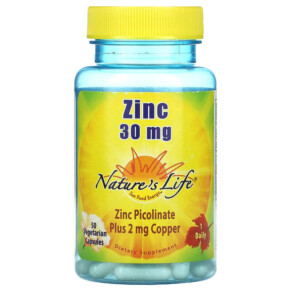 Thực phẩm chức năng Nature's Life Zinc 30 mg 50 Vegetarian Capsules 040647004344