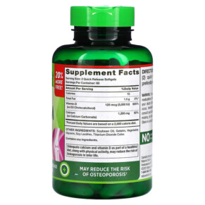 Thành phần vi chất của Nature's Truth Absorbable Calcium Plus D3 120 Quick Release Softgels 840093100672