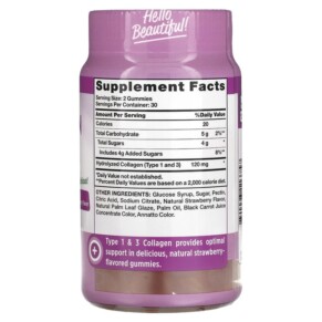 Thành phần vi chất của Nature's Truth Beauty Collagen Gummies Types 1 + 3 Natural Strawberry 60 Gummies 840093113757