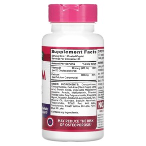 Thành phần vi chất của Nature's Truth Calcium + D3 60 Coated Caplets 840093105943