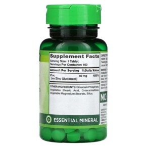 Thành phần vi chất của Nature's Truth Chelated Zinc 50 mg 100 Tablets 840093101532