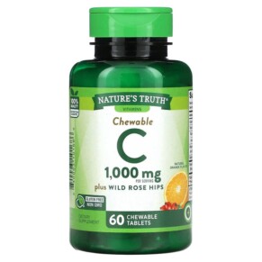 Thực phẩm chức năng Nature's Truth Chewable Vitamin C Plus Wild Rose Hips Natural Orange 500 mg 60 Chewable Tablets 840093101686