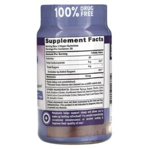 Thành phần vi chất của Nature's Truth Extra Strength Melatonin Natural Berry 10 mg 70 Vegan Gummies 840093113719