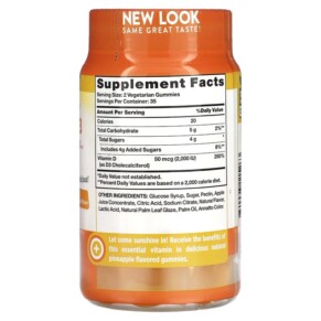 Thành phần vi chất của Nature's Truth Extra Strength Vitamin D3 Natural Pineapple 50 mcg (2.000 IU) 70 Vegetarian Gummies 840093115263