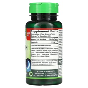 Thành phần vi chất của Nature's Truth Fast Dissolve Melatonin Natural Berry 12 mg 120 Fast Dissolve Tablets 840093114143
