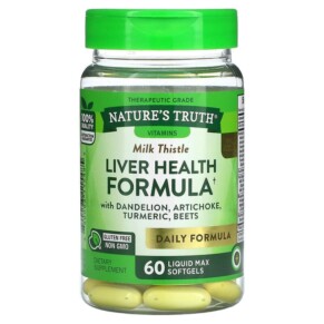 Thực phẩm chức năng Nature's Truth Gold Series Liver Health Formula With Dandelion Artichoke Turmeric Beets 60 Liquid Max Softgels 840093115485