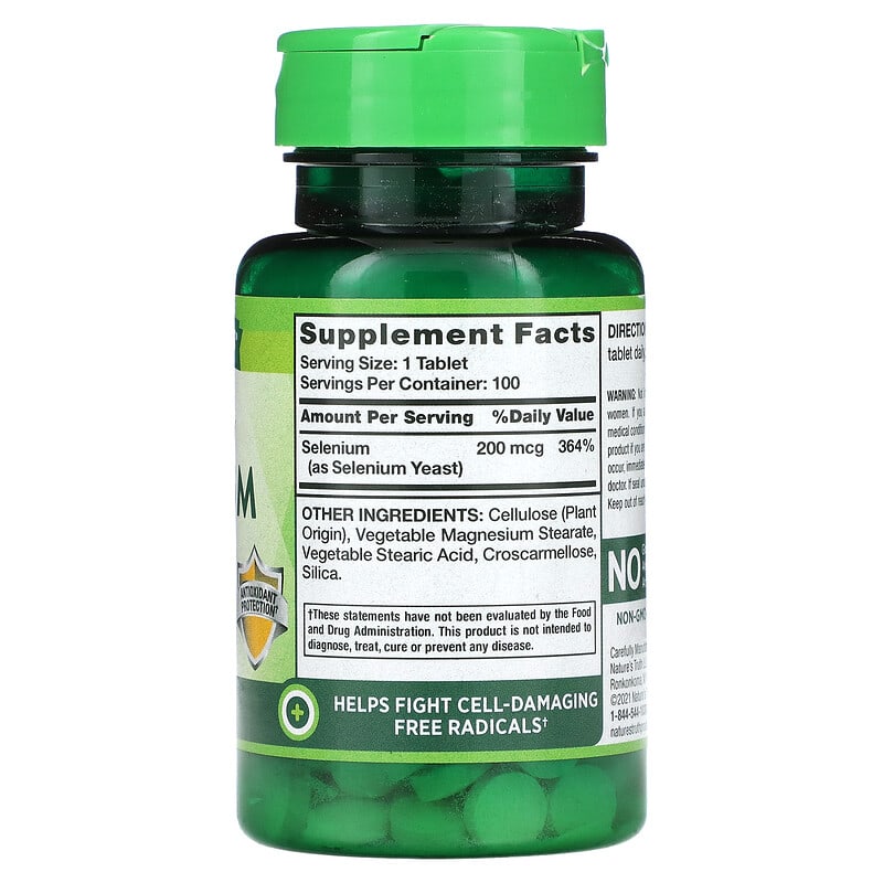 Nature's Truth High Potency Selenium 200 mcg 100 Tablets 2 Thành phần vi chất của Nature's Truth High Potency Selenium 200 mcg 100 Tablets 840093101969