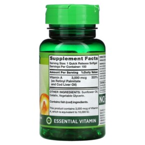 Thành phần vi chất của Nature's Truth High Potency Vitamin A 3.000 mcg (10.000 IU) 100 Quick Release Softgels 840093101440