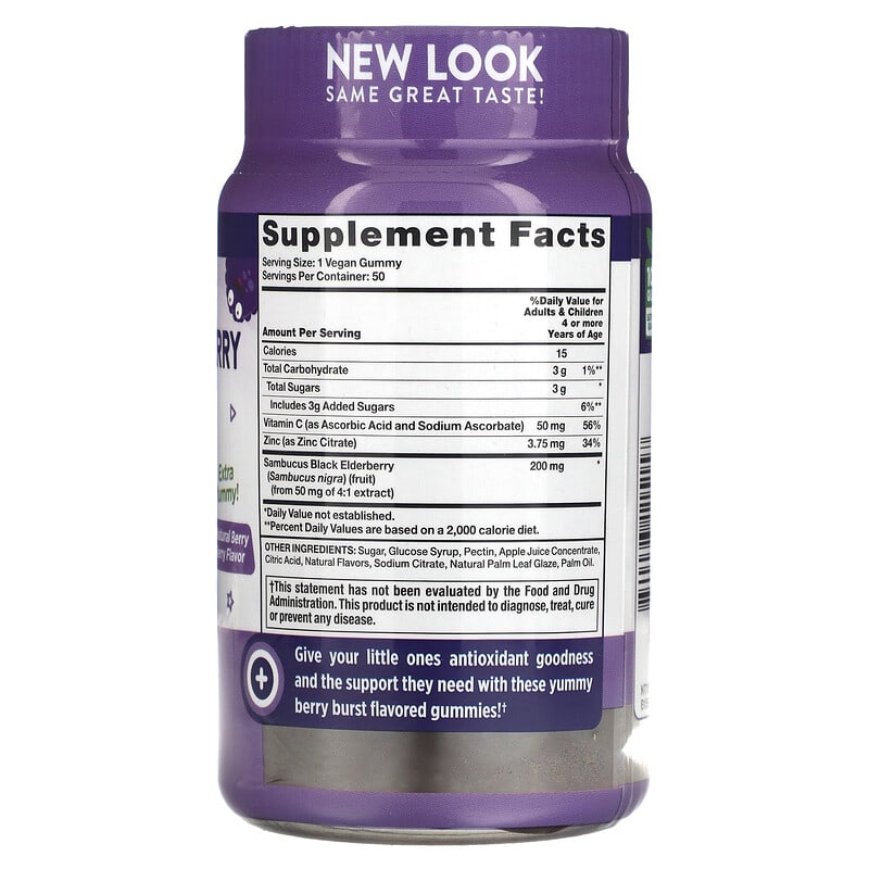 Nature's Truth Just 4 Kids Black Elderberry + Vitamin C Zinc Natural Berry Berry 50 Vegan Gummies 2 Thành phần vi chất của Nature's Truth Just 4 Kids Black Elderberry + Vitamin C Zinc Natural Berry Berry 50 Vegan Gummies 840093115157