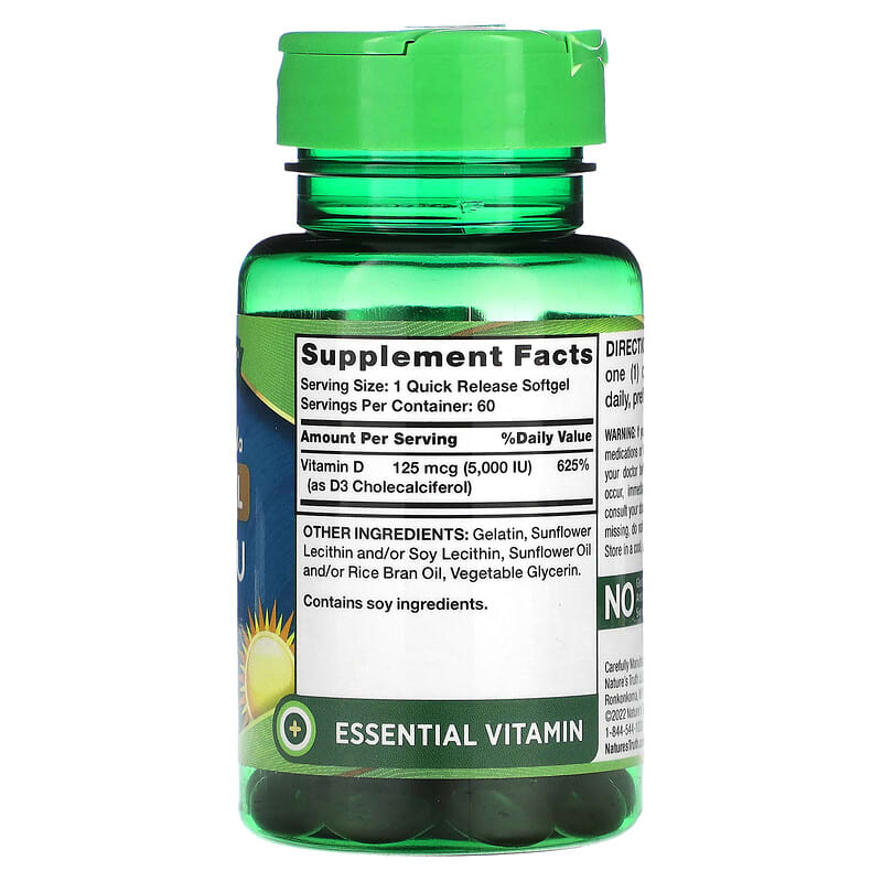 Nature's Truth Liposomal D3 Advanced Formula 125 mcg (5.000 IU) 60 Quick Release Softgels 2 Thành phần vi chất của Nature's Truth Liposomal D3 Advanced Formula 125 mcg (5.000 IU) 60 Quick Release Softgels 840093120854