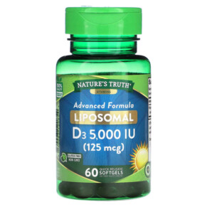 Thực phẩm chức năng Nature's Truth Liposomal D3 Advanced Formula 125 mcg (5.000 IU) 60 Quick Release Softgels 840093120854