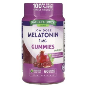 Thực phẩm chức năng Nature's Truth Low Dose Melatonin Natural Cherry Pomegranate 1 mg 60 Vegan Gummies 840093116567