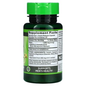 Thành phần vi chất của Nature's Truth Maca 1.600 mg 60 Quick Release Capsules 840093105295