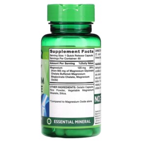 Thành phần vi chất của Nature's Truth Magnesium Glycinate High Absorption 665 mg 60 Quick Release Capsules 840093111364