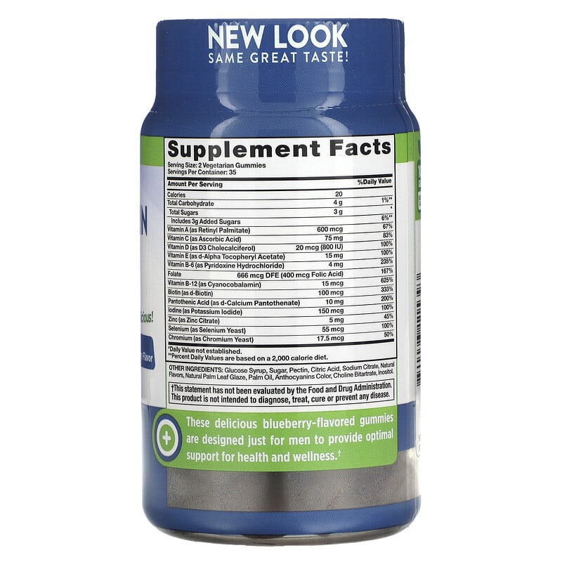 Nature's Truth Men's Multivitamin + B-12 D3 Zinc Natural Blueberry 70 Vegetarian Gummies 2 Thành phần vi chất của Nature's Truth Men's Multivitamin + B-12 D3 Zinc Natural Blueberry 70 Vegetarian Gummies 840093115393
