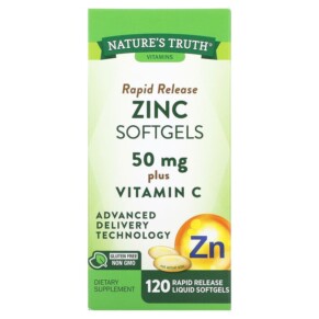 Thực phẩm chức năng Nature's Truth Rapid Release Zinc Plus Vitamin C 50 mg 120 Rapid Release Liquid Softgels 840093115416
