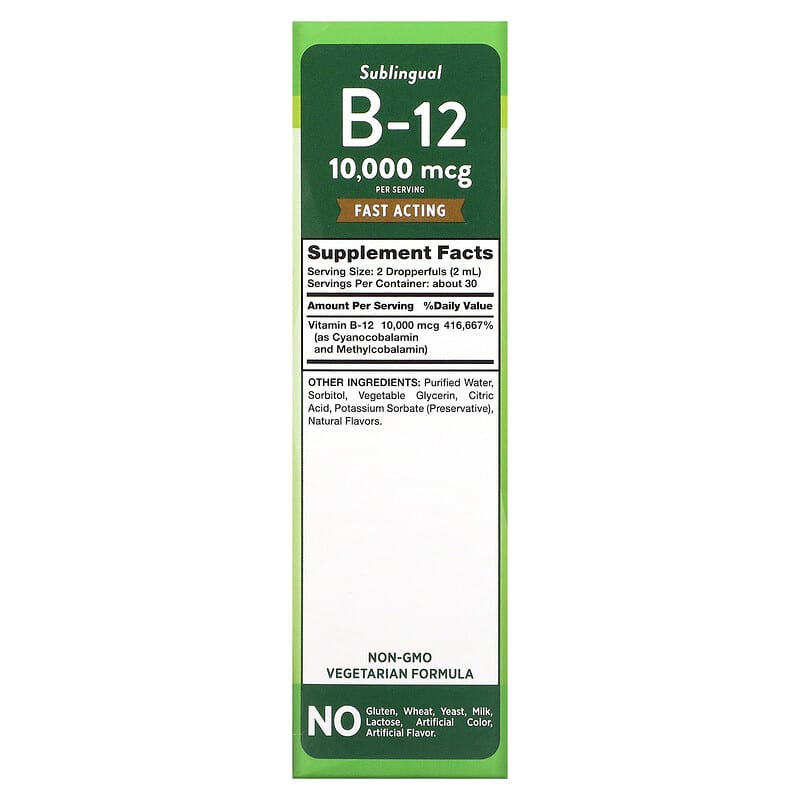 Nature's Truth Sublingual B-12 Natural Berry 10.000 mcg 2 fl oz (59 ml) 2 Thành phần vi chất của Nature's Truth Sublingual B-12 Natural Berry 10.000 mcg 2 fl oz (59 ml) 840093101402
