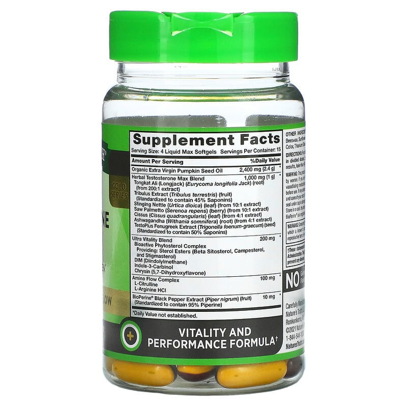 Nature's Truth Testosterone Power 60 Liquid Max Softgels 2 Thành phần vi chất của Nature's Truth Testosterone Power 60 Liquid Max Softgels 840093115461