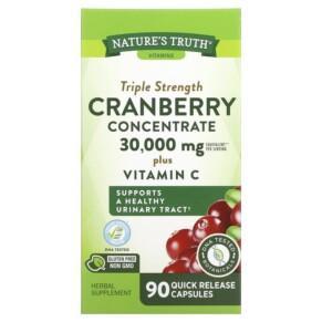 Thực phẩm chức năng Nature's Truth Triple Strength Cranberry Concentrate Plus Vitamin C 15.000 mg 90 Quick Release Capsules 840093101082