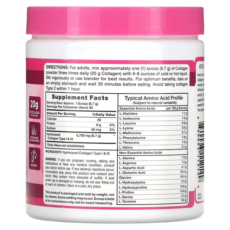 Nature's Truth Ultra Collagen Powder Unflavored 7 oz (198 g) 2 Thành phần vi chất của Nature's Truth Ultra Collagen Powder Unflavored 7 oz (198 g) 840093112149