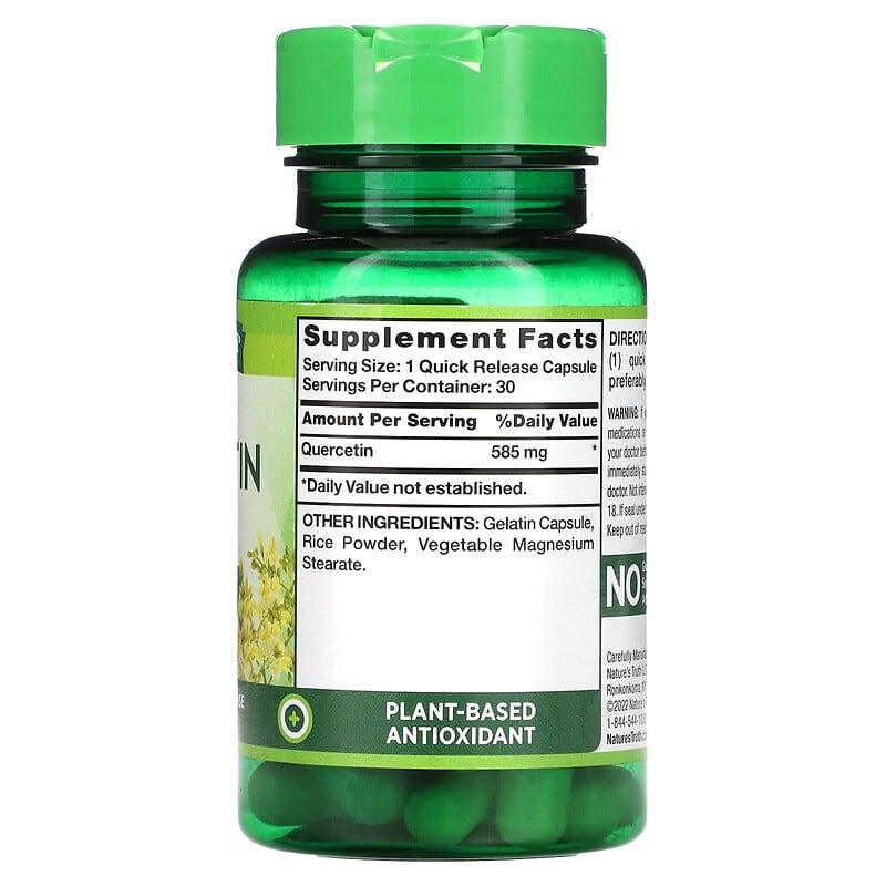 Nature's Truth Ultra Quercetin 585 mg 30 Quick Release Capsules 2 Thành phần vi chất của Nature's Truth Ultra Quercetin 585 mg 30 Quick Release Capsules 840093120625