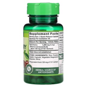 Thành phần vi chất của Nature's Truth Ultra Tart Cherry Extract 1.200 mg 90 Quick Release Capsules 840093100818