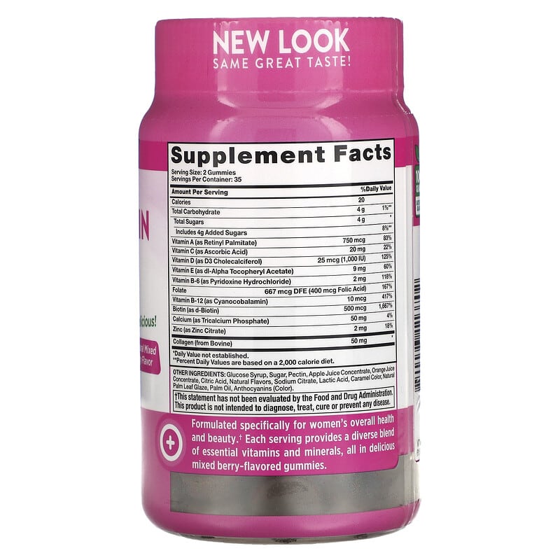 Nature's Truth Women's Multivitmain + Collagen Natural Mixed Berry 70 Gummies 2 Thành phần vi chất của Nature's Truth Women's Multivitmain + Collagen Natural Mixed Berry 70 Gummies 840093113702