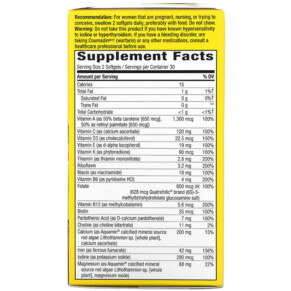 Thành phần vi chất của Nature's Way Alive! Complete Premium Prenatal Multivitamin 200 mg 60 Vegetarian Softgels 033674112090