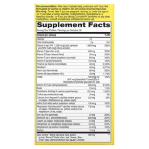Thành phần vi chất của Nature's Way Alive! Max3 Potency Men's Multivitamin 90 Tablets 033674155424