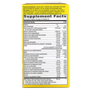 Thành phần vi chất của Nature's Way Alive! Max3 Potency Multivitamin 90 Tablets 033674149270