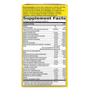Thành phần vi chất của Nature's Way Alive! Max3 Potency Women's Multivitamin 90 Tablets 033674155431