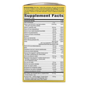Thành phần vi chất của Nature's Way Alive! Men's 50+ Ultra Potency Complete Multivitamin 60 Tablets 033674156919