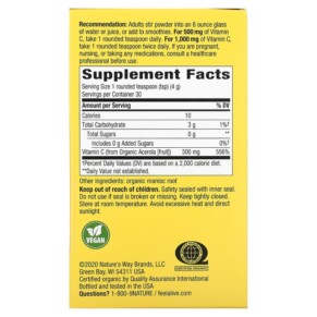 Nature's Way Alive! Vitamin C Drink Mix Powder 4.23 oz (120 g) 3 Thành phần vi chất của Nature's Way Alive! Vitamin C Drink Mix Powder 4.23 oz (120 g) 033674151433