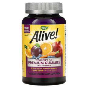 Thực phẩm chức năng Nature's Way Alive! Women's 50+ Premium Gummies Multivitamin Cherry & Grape 75 Gummies 033674158999