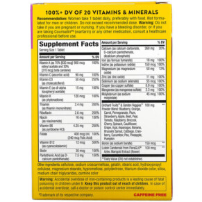 Thành phần vi chất của Nature's Way Alive! Women's Energy Complete Multivitamin 50 Tablets 033674136638