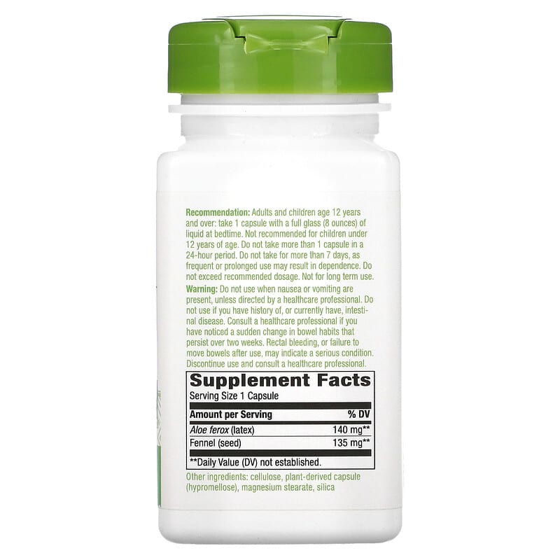 Nature's Way Aloe Latex with Fennel 140 mg 100 Vegan Capsules 2 Thành phần vi chất của Nature's Way Aloe Latex with Fennel 140 mg 100 Vegan Capsules 033674101506