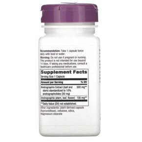 Thành phần vi chất của Nature's Way Andrographis 300 mg 60 Vegan Capsules 033674153819