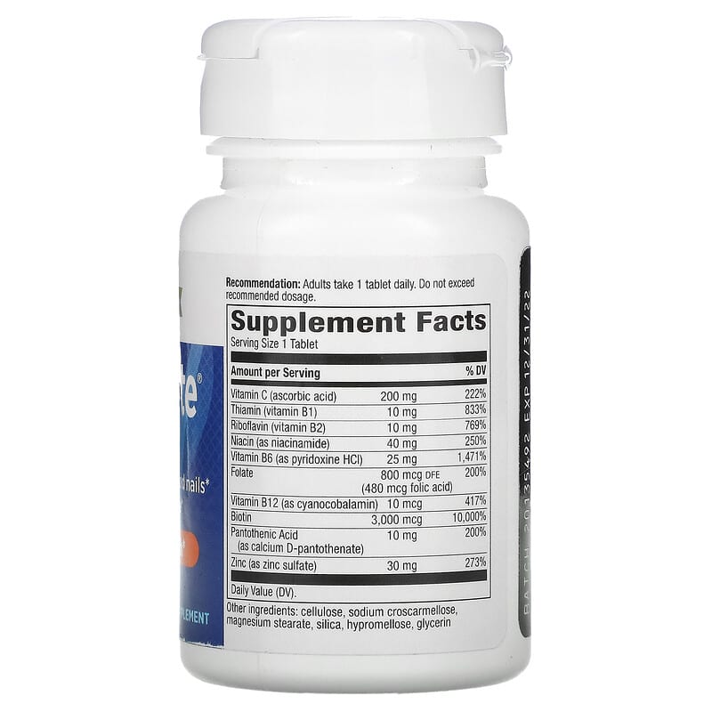 Nature's Way Biotin Forte with Zinc 3 mg 60 Tablets 2 Thành phần vi chất của Nature's Way Biotin Forte with Zinc 3 mg 60 Tablets 354022109815
