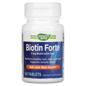 Thực phẩm chức năng Nature's Way Biotin Forte with Zinc 3 mg 60 Tablets 354022109815