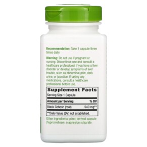 Thành phần vi chất của Nature's Way Black Cohosh Root 540 mg 180 Vegan Capsules 033674146903