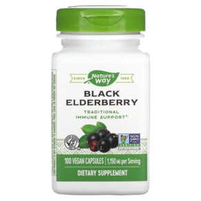 Thực phẩm chức năng Nature's Way Black Elderberry 575 mg 100 Vegan Capsules 033674124406