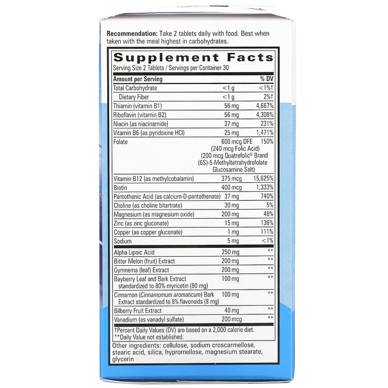 Nature's Way Blood Sugar Manager 60 Tablets 2 Thành phần vi chất của Nature's Way Blood Sugar Manager 60 Tablets 763948049066