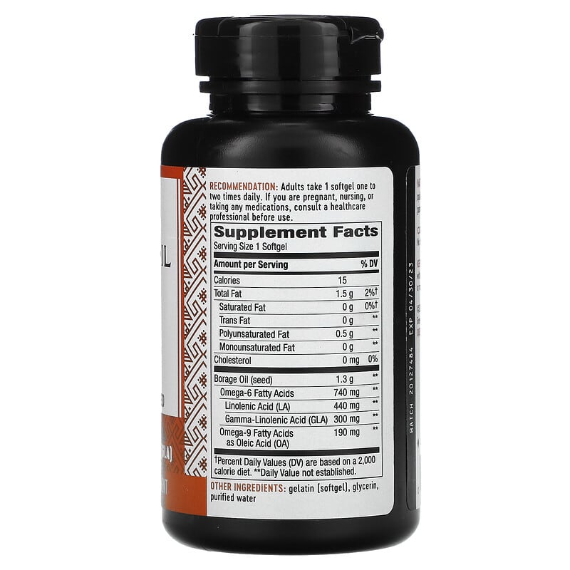 Nature's Way Borage Oil 1.300 mg 60 Softgels 2 Thành phần vi chất của Nature's Way Borage Oil 1.300 mg 60 Softgels 033674154137