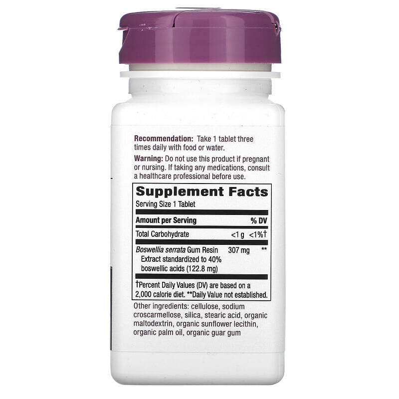 Nature's Way Boswellia 307 mg 60 Tablets 2 Thành phần vi chất của Nature's Way Boswellia 307 mg 60 Tablets 033674644003