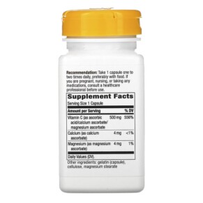 Thành phần vi chất của Nature's Way Buffered C-500 500 mg 100 Capsules 033674403204